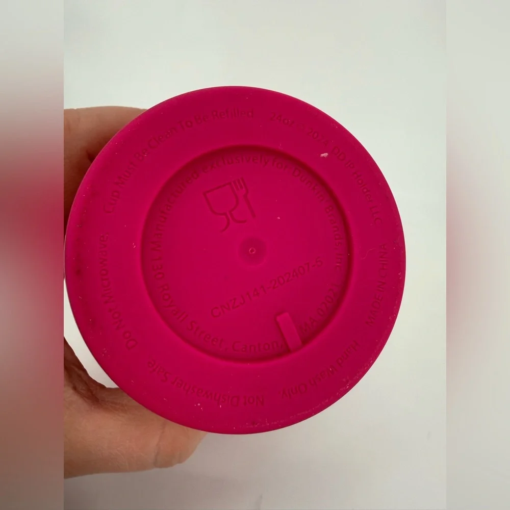 Dunkin Vibrant Pink Checkered Tumbler with Straw